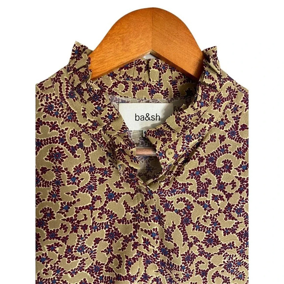 ba&sh Catty Quarter Sleeve Drapey Blouse-sz XS - Picture 8 of 13